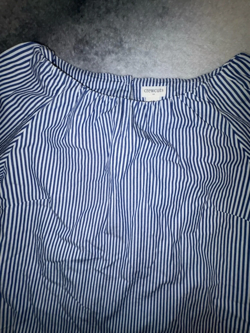 (A1) Crewcuts J.Crew Girls Blue‎ & White Striped Tie-Sleeve Blouse Top Size 12